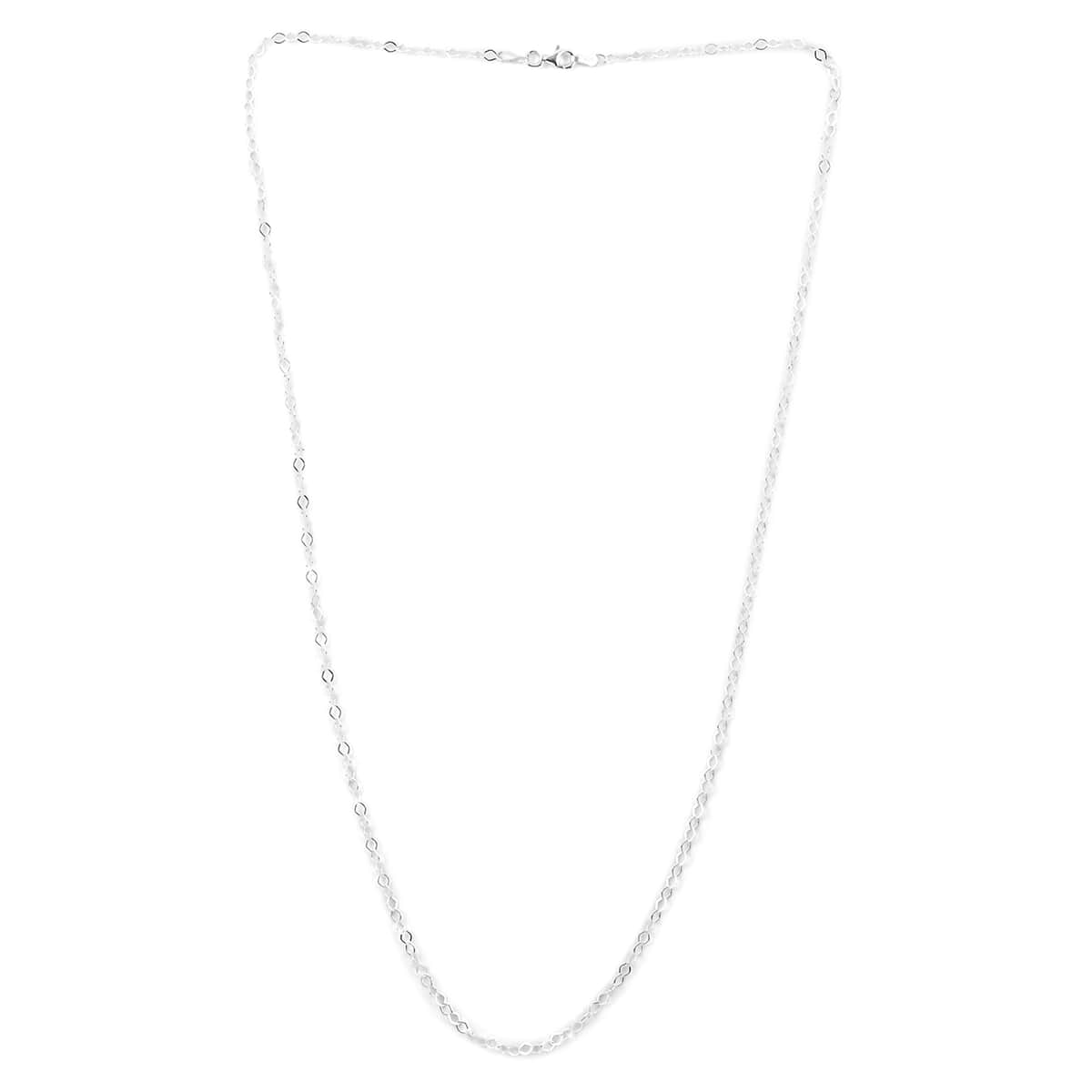 Italian Sterling Silver Marquise Linked Chain 24 Inches 2.60 Grams image number 3