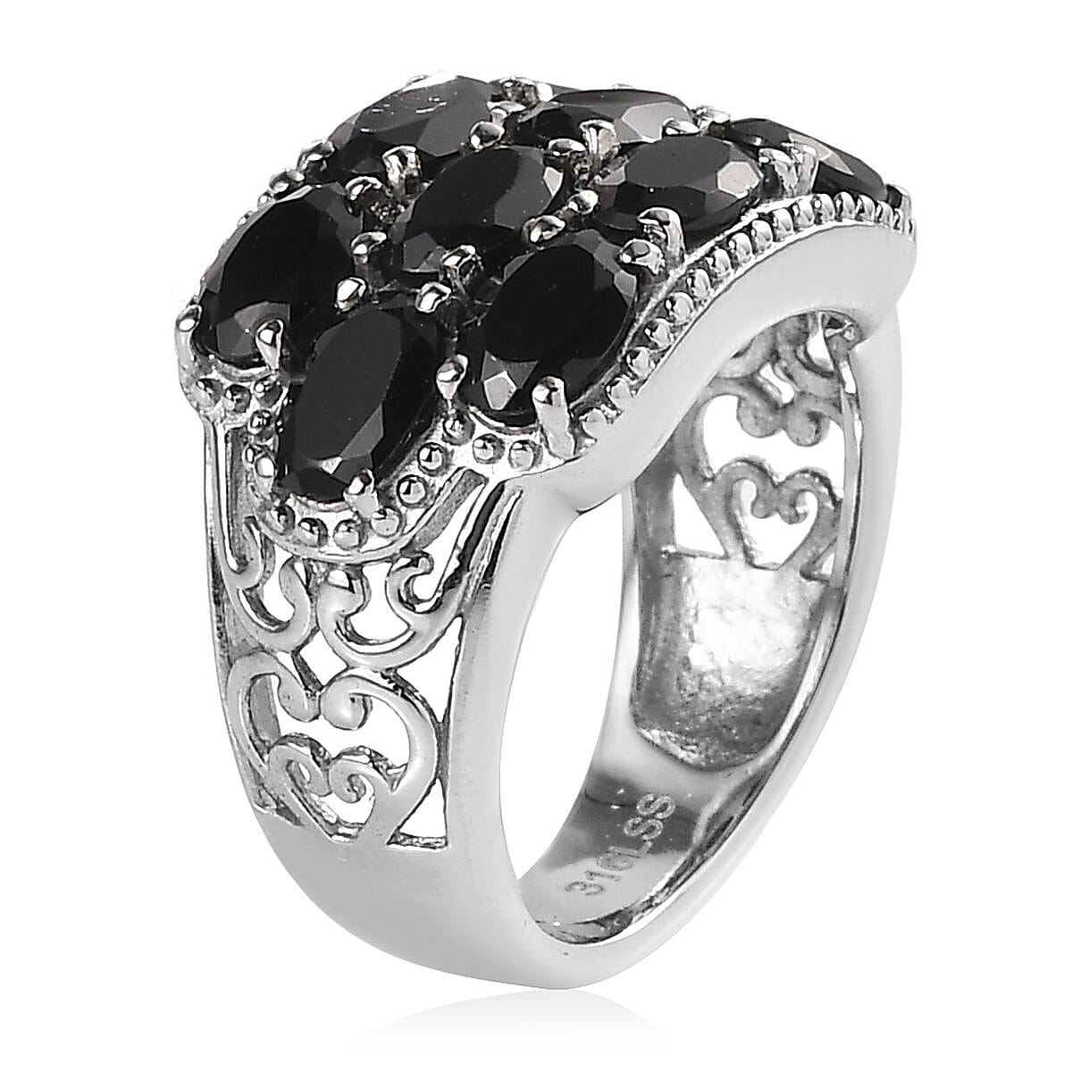 Thai Black Spinel 5.25 ctw Ring in Stainless Steel (Size 10.0) image number 3