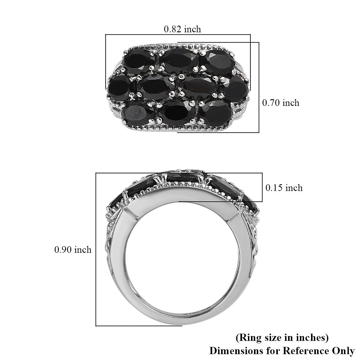 Thai Black Spinel 5.25 ctw Ring in Stainless Steel (Size 10.0) image number 5