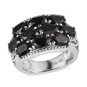 Thai Black Spinel 5.25 ctw Ring in Stainless Steel (Size 7.0)