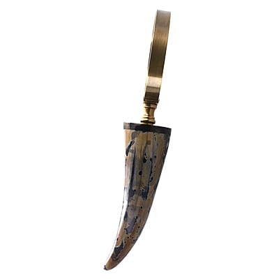 Natural & Black Handcrafted 3X Magnifying Glass Antic Gold Ring with Buffalo Horn Handle
