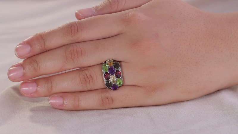 Multi Gemstone Ring in Stainless Steel (Size 10.0) 4.60 ctw