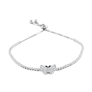 Simulated Diamond Bolo Bracelet in Silvertone 4.24 ctw