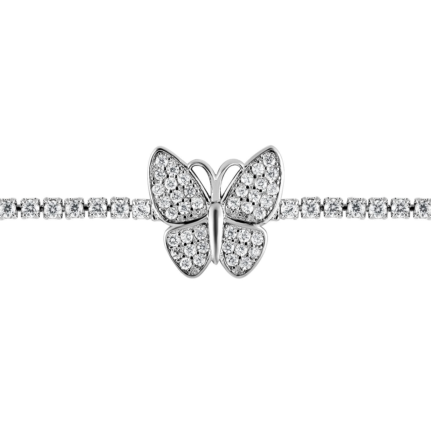Simulated Diamond Bolo Bracelet in Silvertone 4.24 ctw