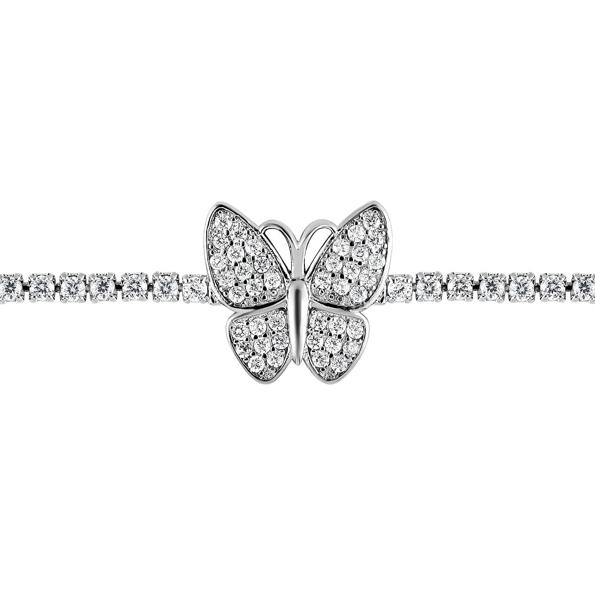 Simulated Diamond Bolo Bracelet in Silvertone 4.24 ctw image number 1