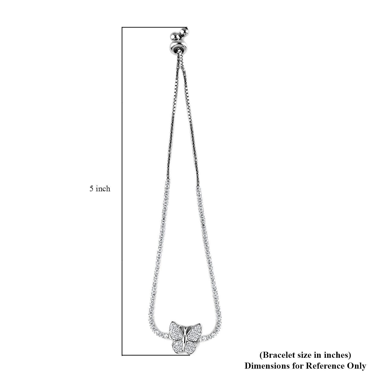Simulated Diamond Bolo Bracelet in Silvertone 4.24 ctw