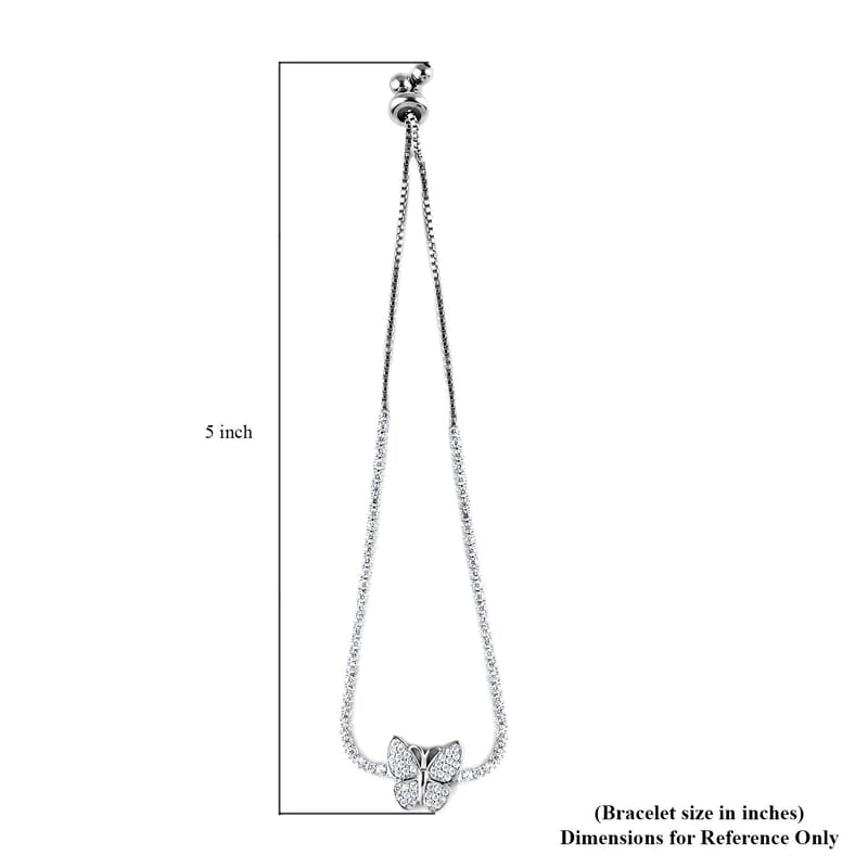 Simulated Diamond Bolo Bracelet in Silvertone 4.24 ctw