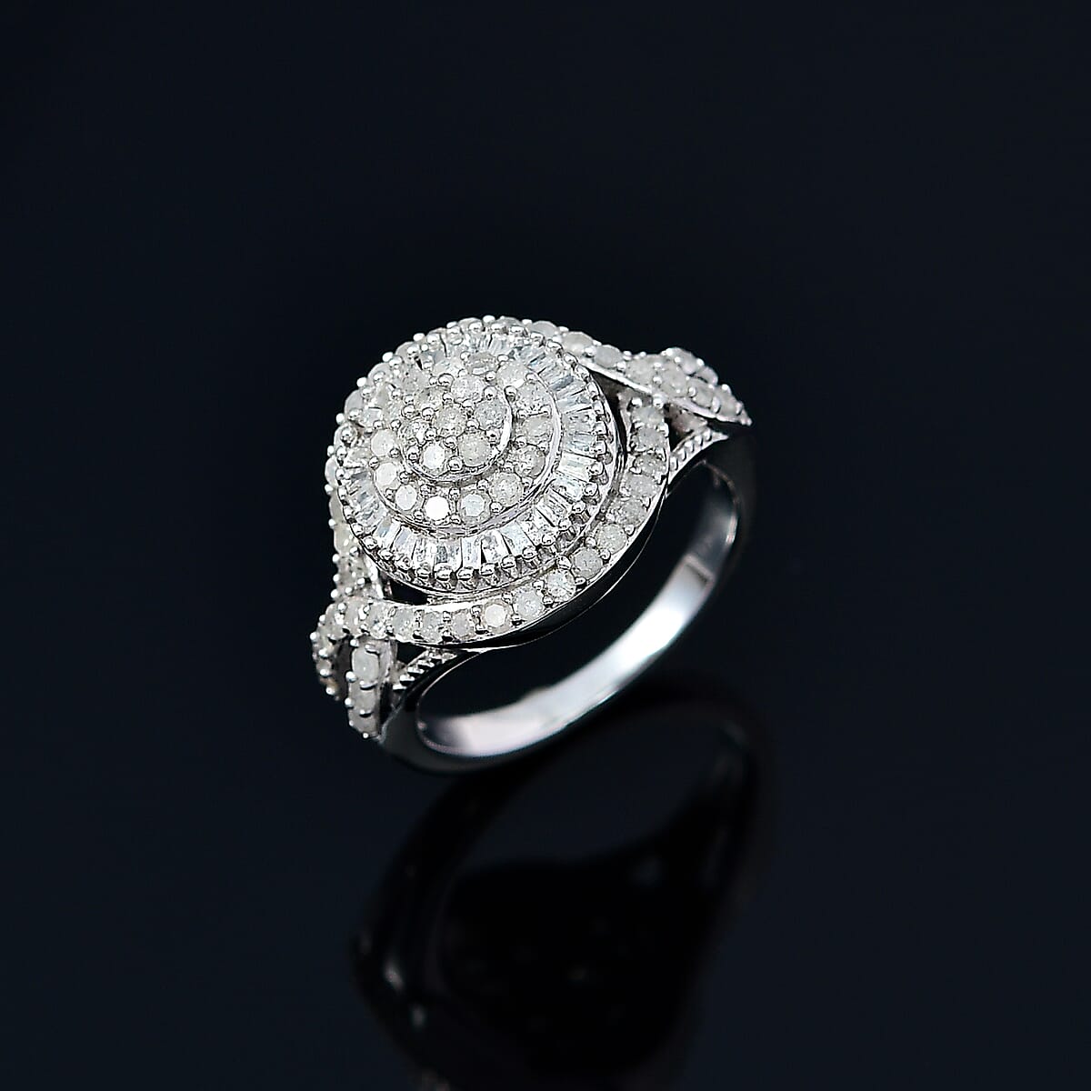 Diamond Ring in Platinum Over Sterling Silver (Size 10.0) 1.00 ctw image number 1