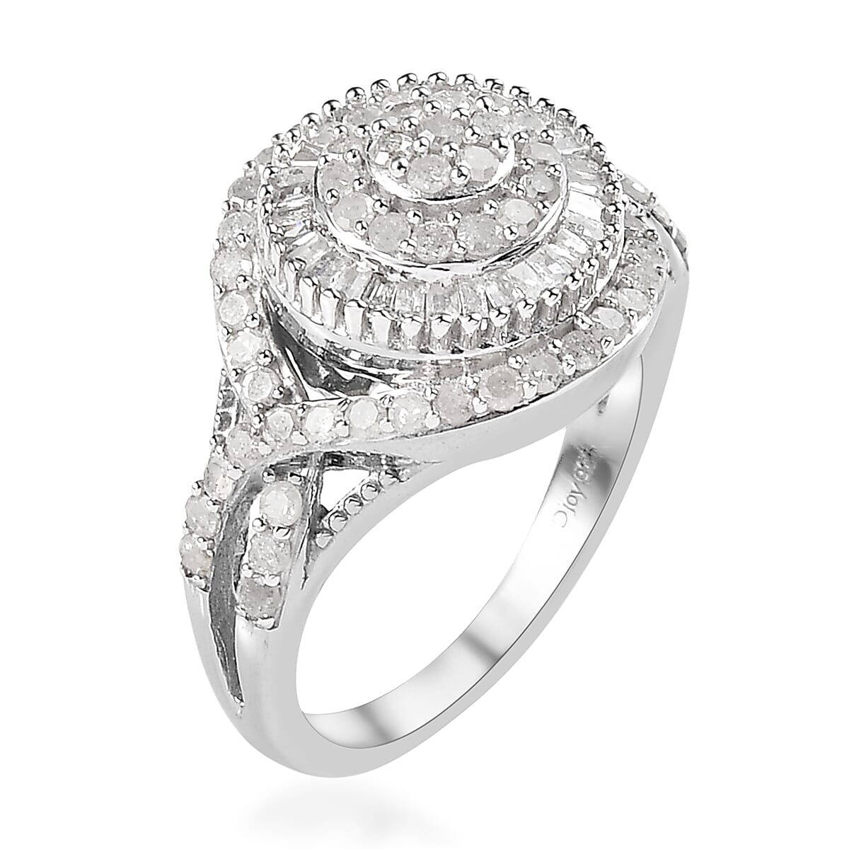 Diamond Ring in Platinum Over Sterling Silver (Size 10.0) 1.00 ctw image number 3