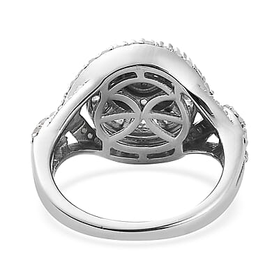 Diamond Ring in Platinum Over Sterling Silver (Size 10.0) 1.00 ctw