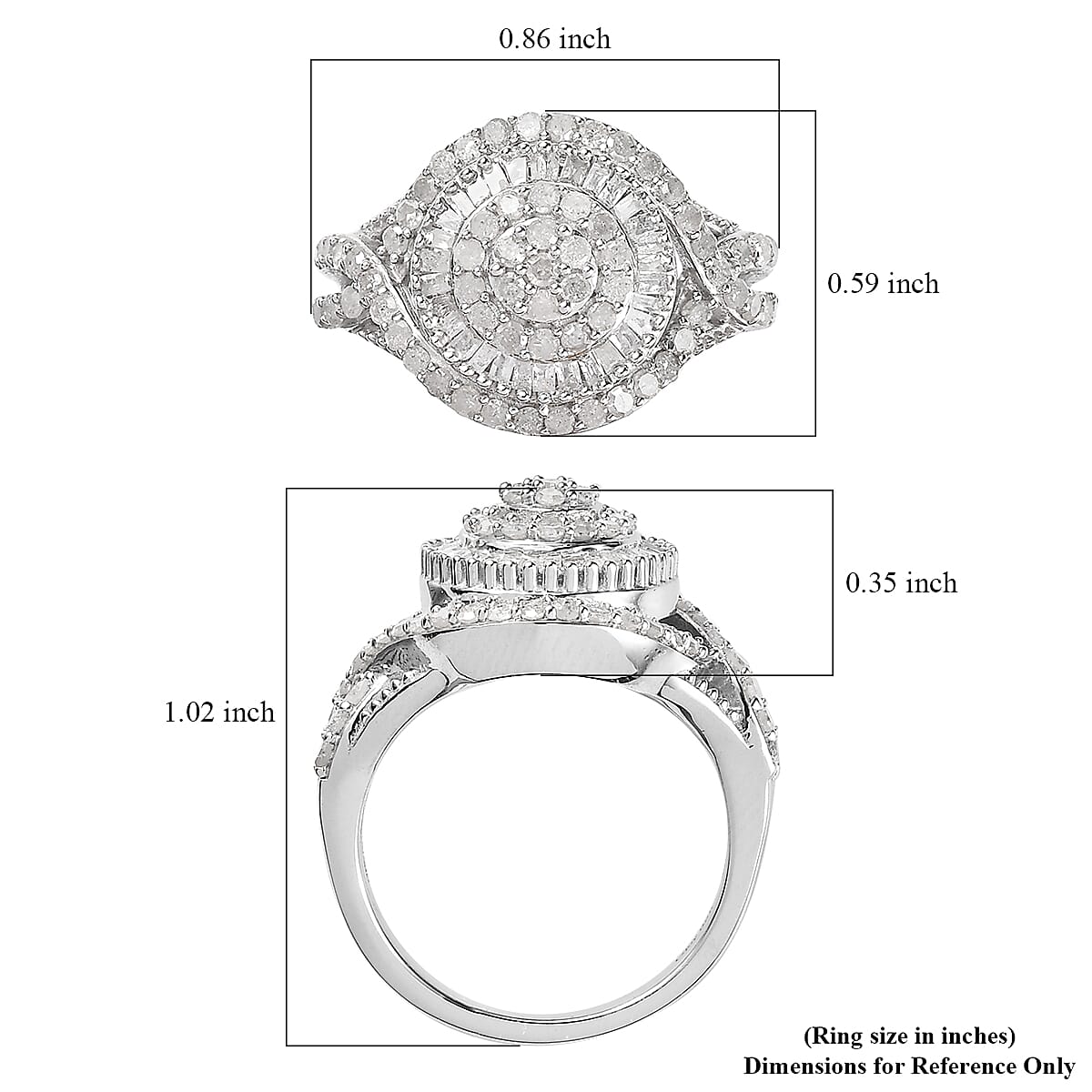 Diamond Ring in Platinum Over Sterling Silver (Size 10.0) 1.00 ctw image number 5