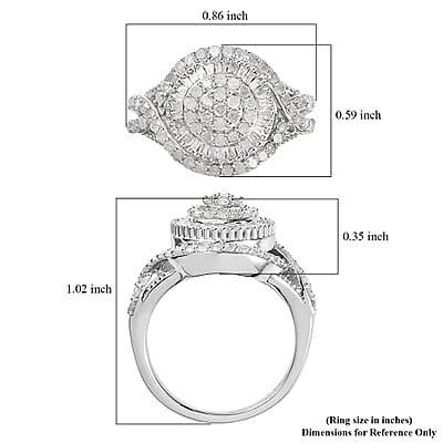 Diamond Ring in Platinum Over Sterling Silver (Size 10.0) 1.00 ctw