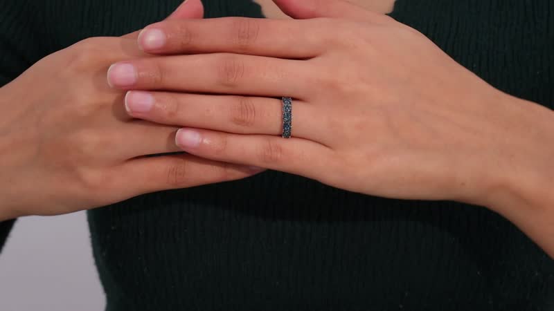 Doorbuster Blue Diamond (IR) Ring in Platinum Over Sterling Silver (Size 10.0) 0.50 ctw