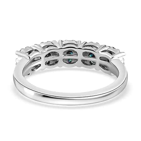 Blue Diamond Floral Ring in Blue Rhodium and Platinum Over Sterling Silver (Size 10.0) 0.50 ctw image number 4