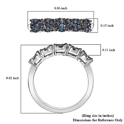 Blue Diamond Floral Ring in Blue Rhodium and Platinum Over Sterling Silver (Size 10.0) 0.50 ctw