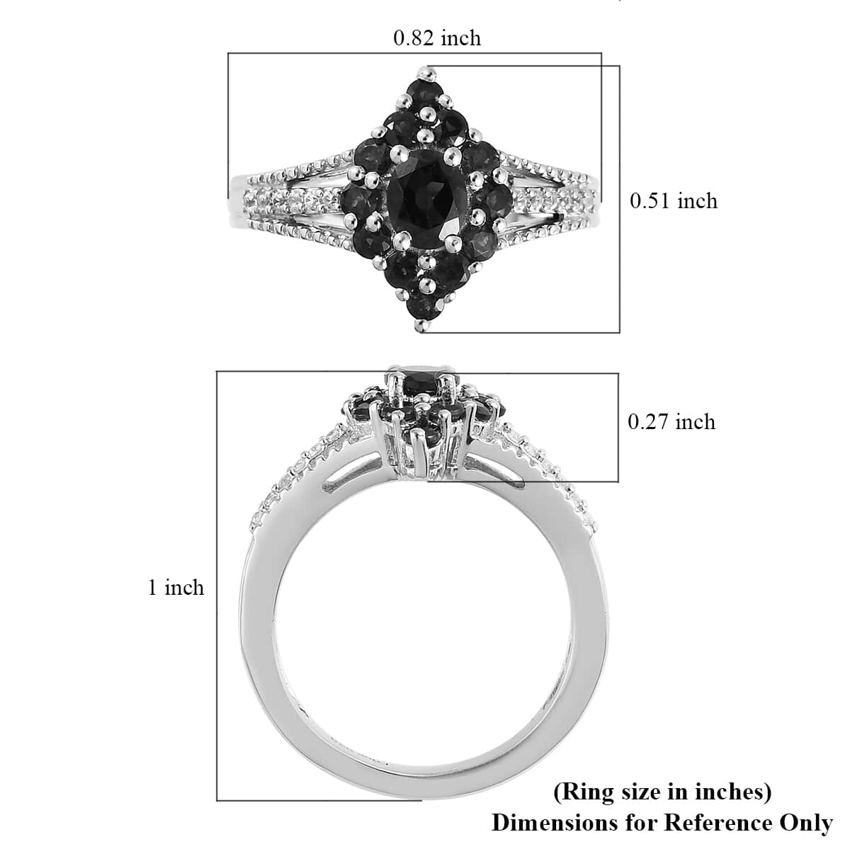 Anthill Garnet and White Zircon Split Shank Ring in Platinum Over Sterling Silver (Size 10.0) 1.00 ctw image number 5