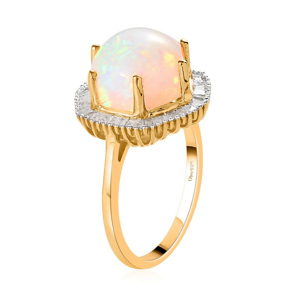 Premium Ethiopian Welo Opal and Diamond Ring in Vermeil Yellow Gold Over Sterling Silver (Size 5.0) 3.15 ctw image number 3