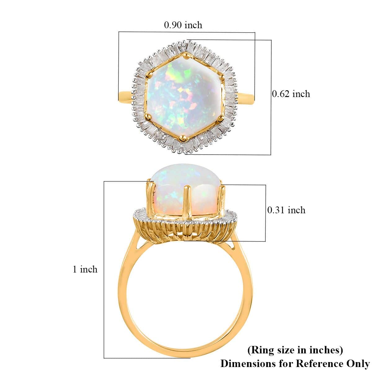 Premium Ethiopian Welo Opal and Diamond Ring in Vermeil Yellow Gold Over Sterling Silver (Size 5.0) 3.15 ctw image number 5