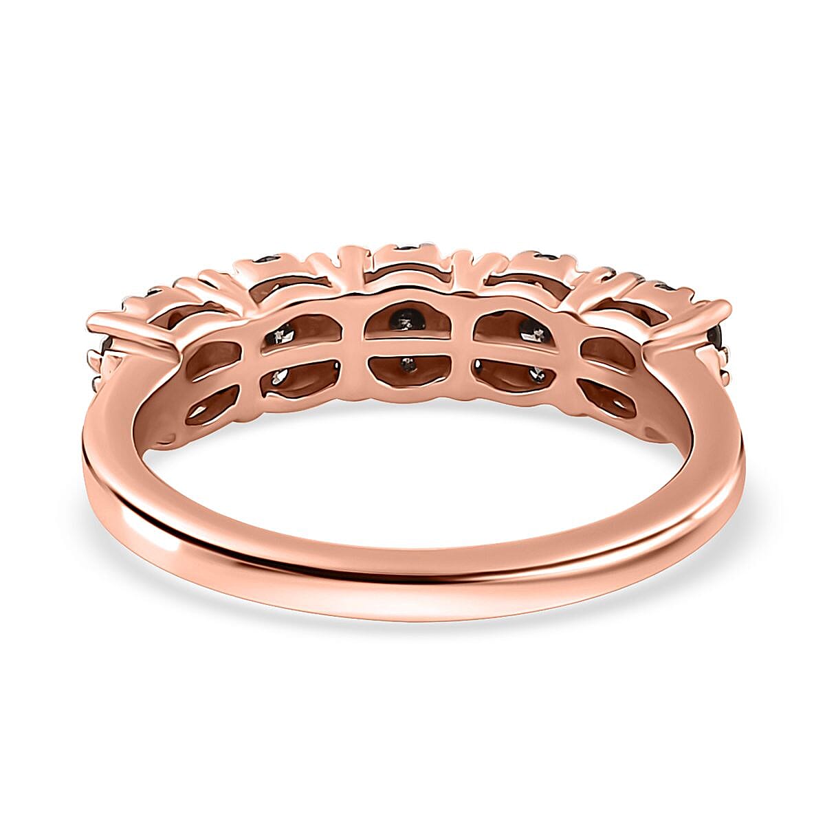 Natural Champagne Diamond Floral Ring in Rhodium and Vermeil Rose Gold Over Sterling Silver (Size 10.0) 0.50 ctw