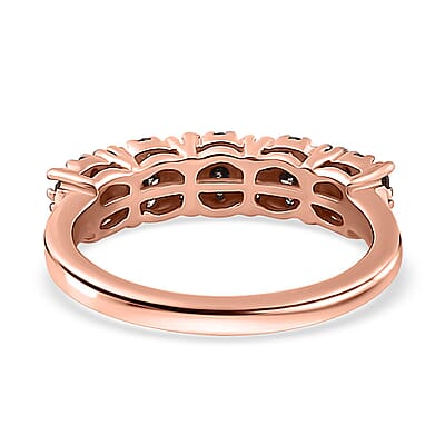 Natural Champagne Diamond Floral Ring in Rhodium and Vermeil Rose Gold Over Sterling Silver (Size 10.0) 0.50 ctw