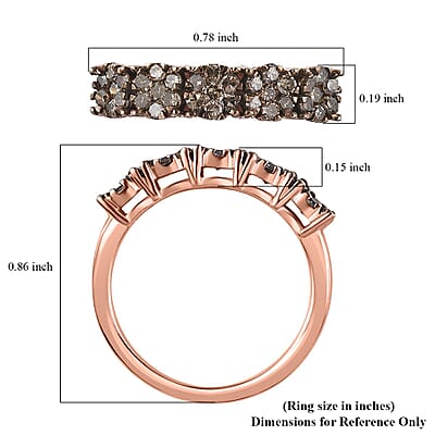 Natural Champagne Diamond Floral Ring in Rhodium and Vermeil Rose Gold Over Sterling Silver (Size 10.0) 0.50 ctw