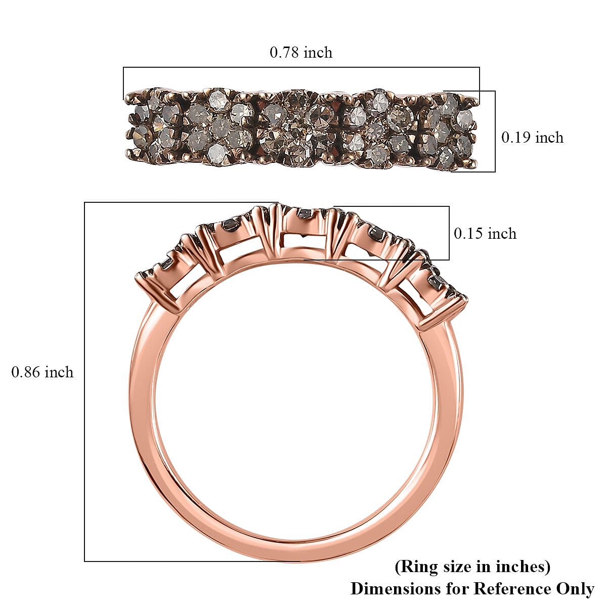 Natural Champagne Diamond Floral Ring in Rhodium and Vermeil Rose Gold Over Sterling Silver (Size 6.0) 0.50 ctw