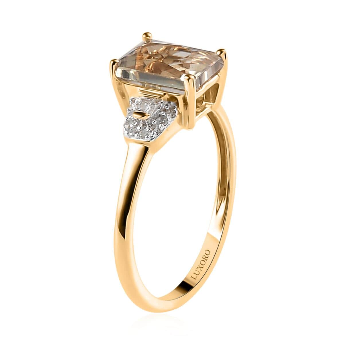 LUXORO 10K Yellow Gold Radiant Cut AAA Turkizite and Diamond Ring 2 Grams 1.65 ctw image number 3