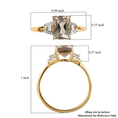 Luxoro 10K Yellow Gold Radiant Cut AAA Turkizite and Diamond Ring (Size 10.0) 1.65 ctw image number 5