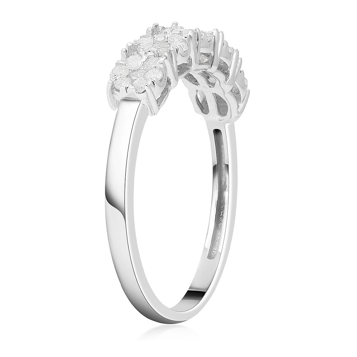 Diamond Floral Ring in Platinum Over Sterling Silver (Size 8.0) 0.50 ctw image number 3