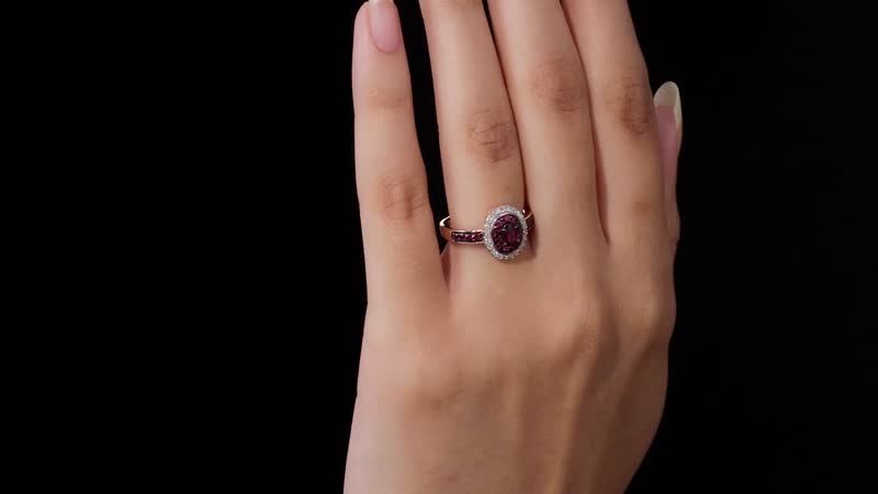 Anthill Garnet and White Zircon Ring in Vermeil Rose Gold Over Sterling Silver 0.90 ctw