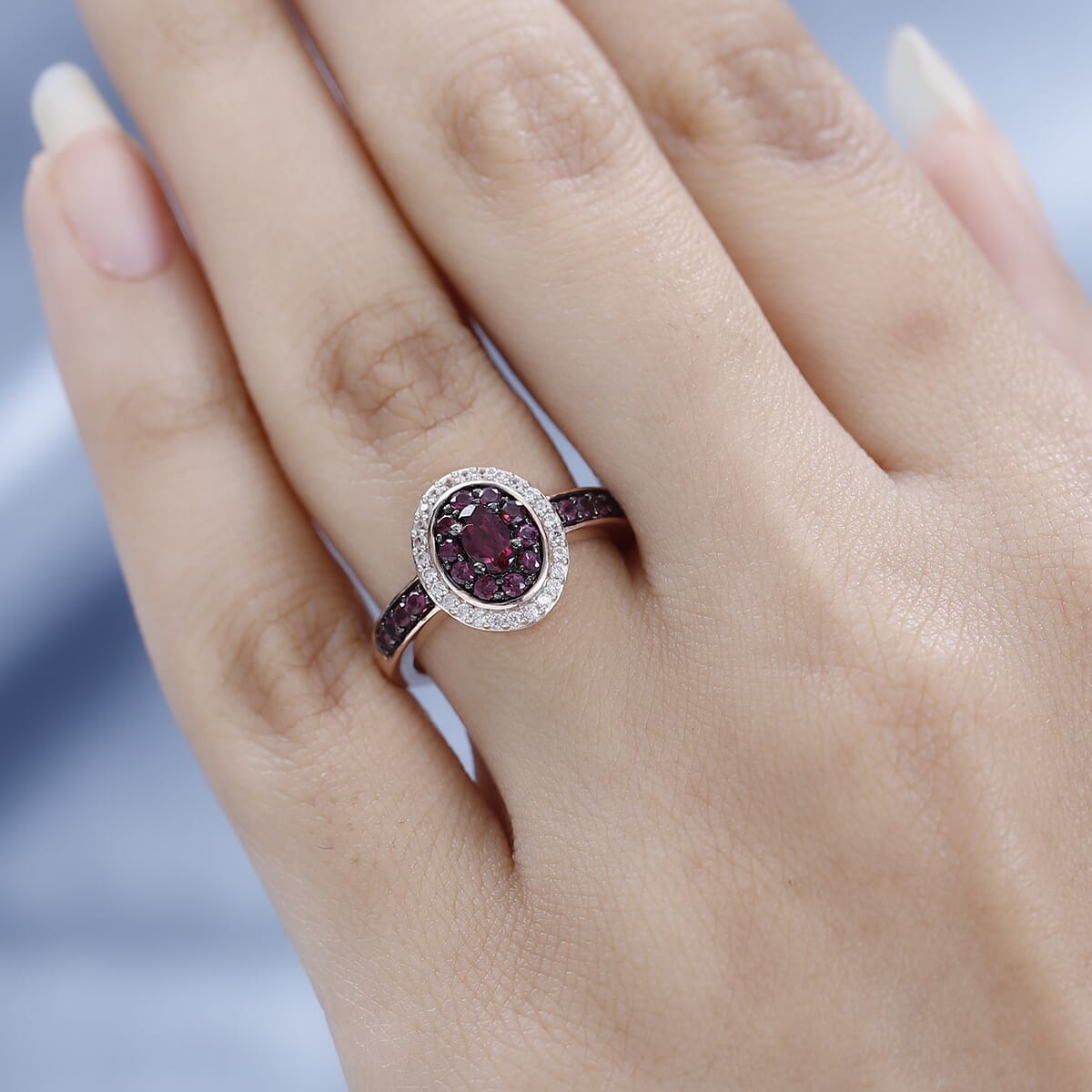 Anthill Garnet and White Zircon Ring in Vermeil Rose Gold Over Sterling Silver 0.90 ctw image number 2