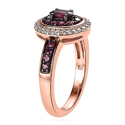 Anthill Garnet and White Zircon Ring in Vermeil Rose Gold Over Sterling Silver (Size 5.0) 0.90 ctw