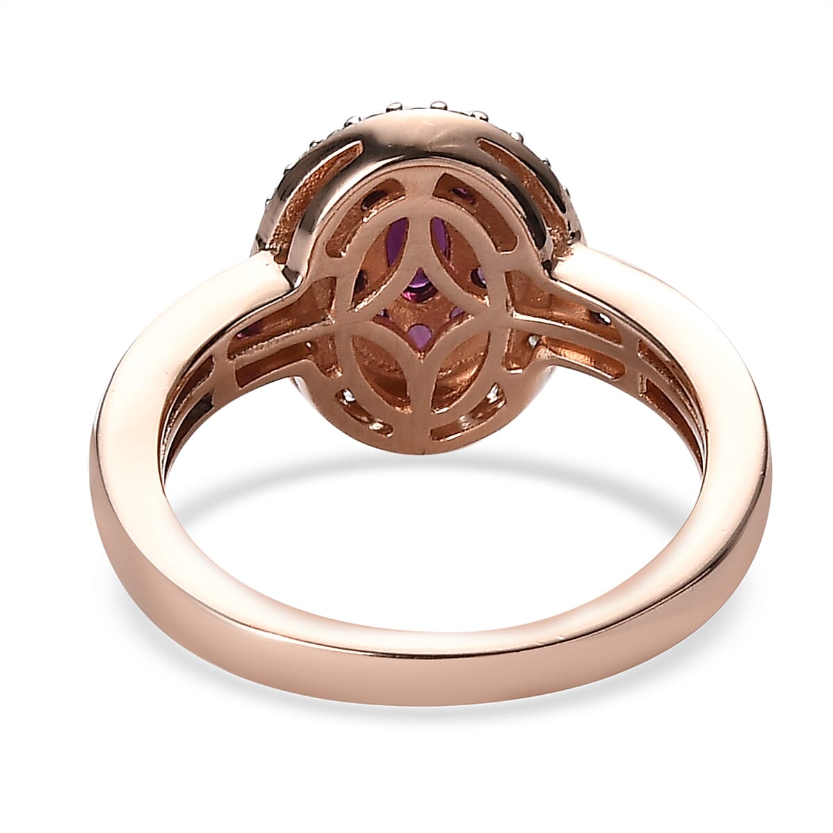 Anthill Garnet and White Zircon Ring in Vermeil Rose Gold Over Sterling Silver (Size 5.0) 0.90 ctw