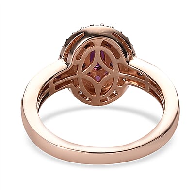 Anthill Garnet and White Zircon Ring in Vermeil Rose Gold Over Sterling Silver (Size 5.0) 0.90 ctw