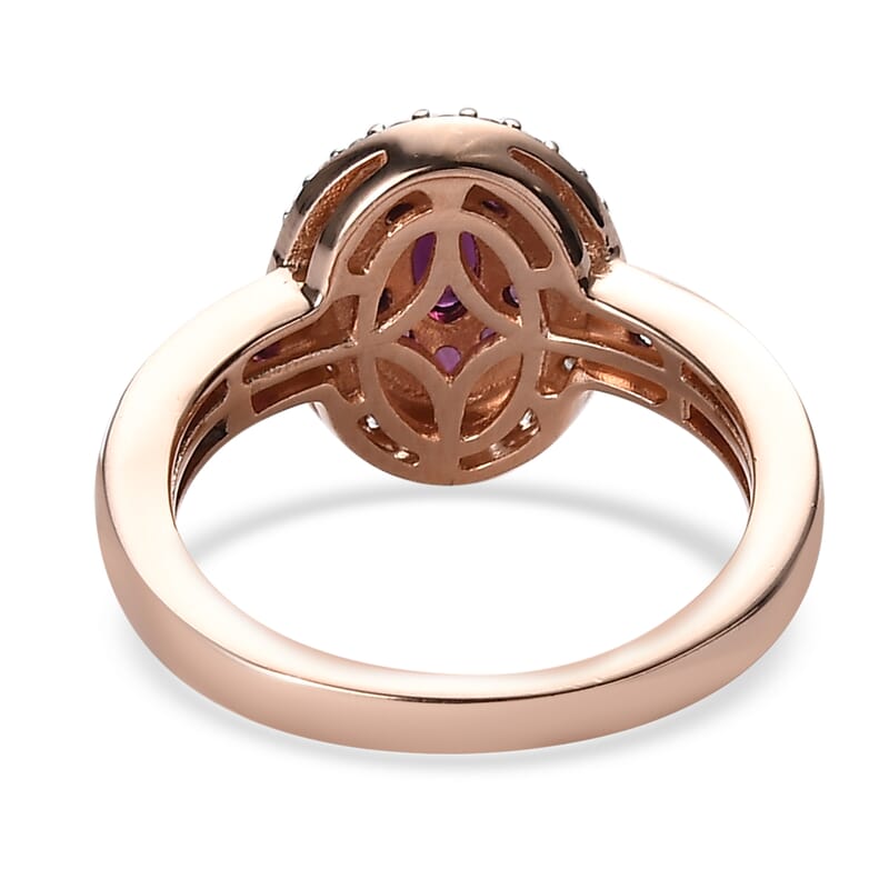 Anthill Garnet and White Zircon Ring in Vermeil Rose Gold Over Sterling Silver (Size 5.0) 0.90 ctw