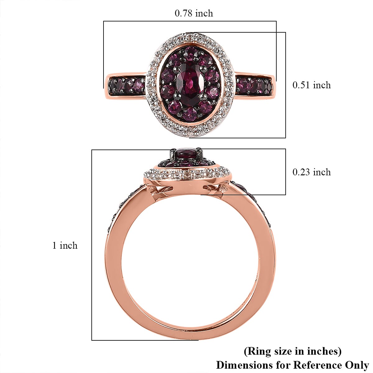 Anthill Garnet and White Zircon Ring in Vermeil Rose Gold Over Sterling Silver (Size 5.0) 0.90 ctw
