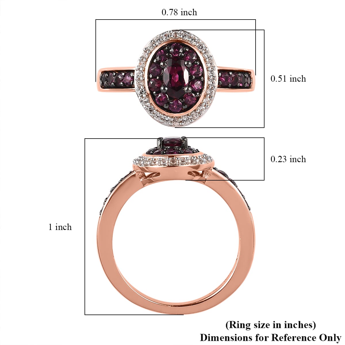 Anthill Garnet and White Zircon Ring in Vermeil Rose Gold Over Sterling Silver 0.90 ctw image number 5