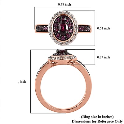 Anthill Garnet and White Zircon Ring in Vermeil Rose Gold Over Sterling Silver (Size 5.0) 0.90 ctw