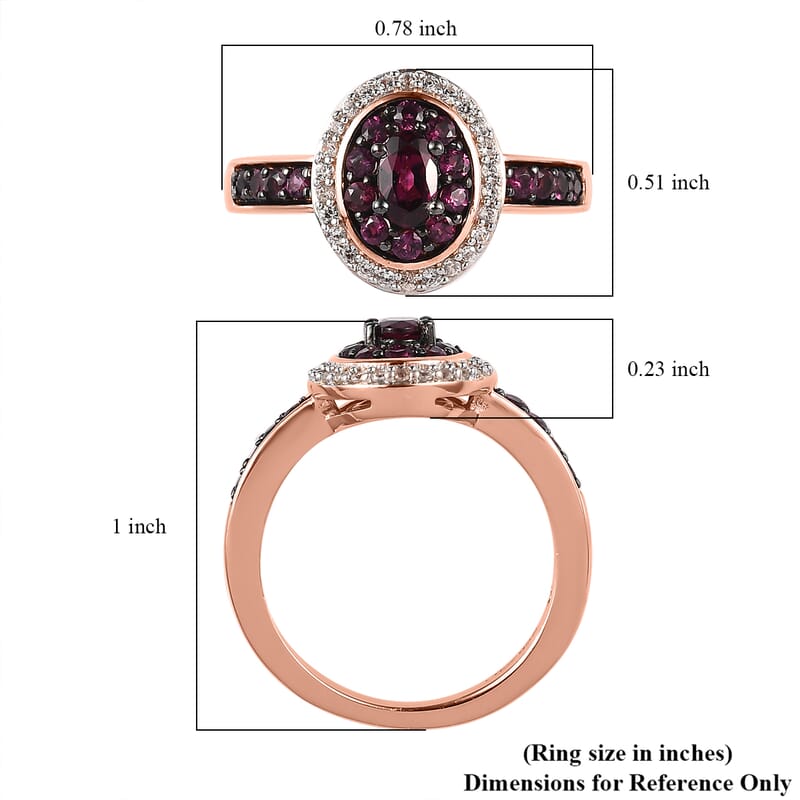 Anthill Garnet and White Zircon Ring in Vermeil Rose Gold Over Sterling Silver (Size 5.0) 0.90 ctw