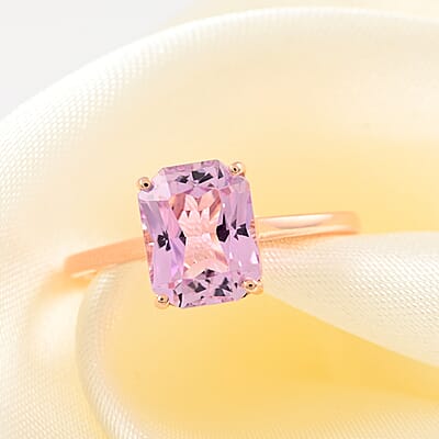 Certified and Appraised Luxoro 14K Rose Gold AAA Martha Rocha Kunzite Solitaire Ring (Size 10.0) 3.00 ctw