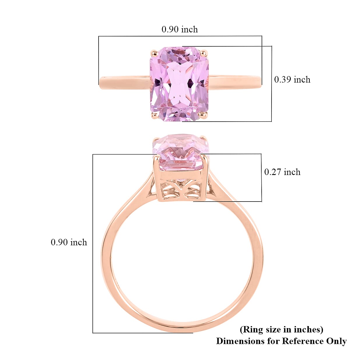 Certified and Appraised Luxoro 14K Rose Gold AAA Martha Rocha Kunzite Solitaire Ring (Size 10.0) 3.00 ctw