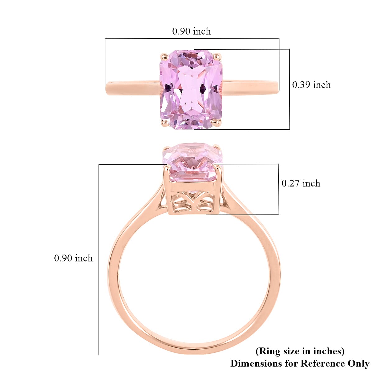 Certified and Appraised Luxoro 14K Rose Gold AAA Martha Rocha Kunzite Solitaire Ring (Size 6.0) 3.00 ctw