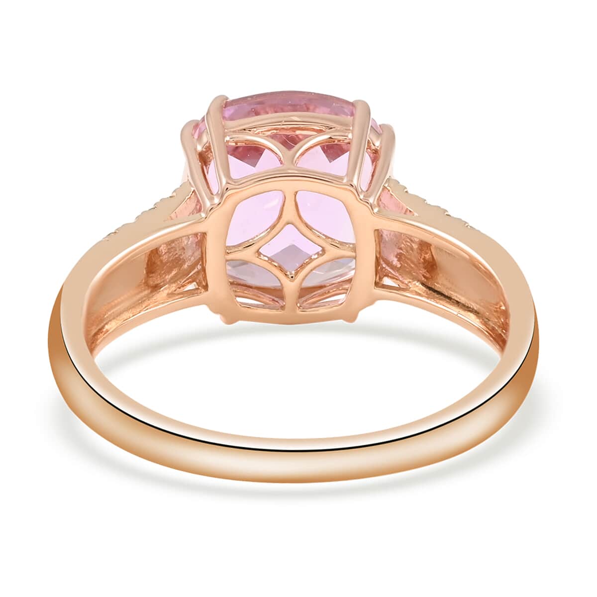 Certified & Appraised Luxoro AAA Martha Rocha Kunzite and G-H I1 Diamond 5.70 ctw Ring in 14K Rose Gold (Size 7.0) 3.45 Grams image number 4