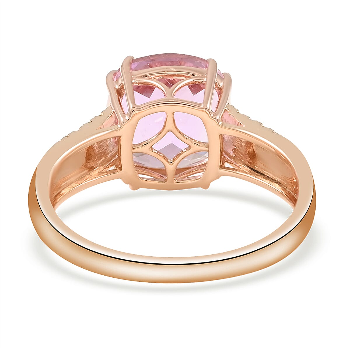 Certified & Appraised Luxoro AAA Martha Rocha Kunzite and G-H I1 Diamond 5.70 ctw Ring in 14K Rose Gold (Size 8.0) 3.45 Grams image number 4
