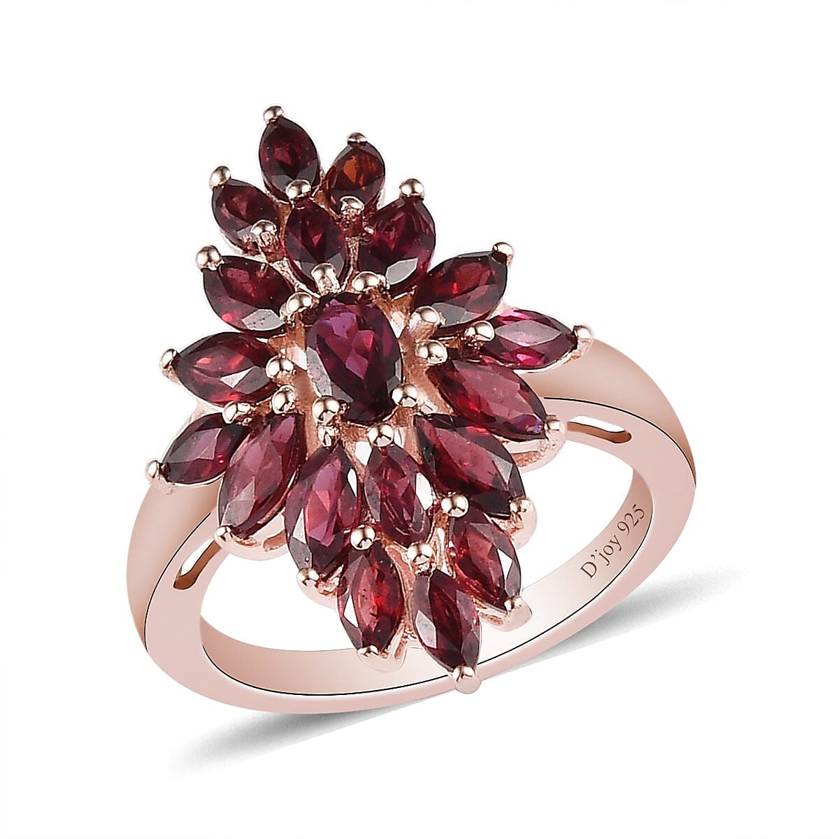 Anthill Garnet Elongated Ring in Vermeil Rose Gold Over Sterling Silver (Size 10.0) 2.65 ctw
