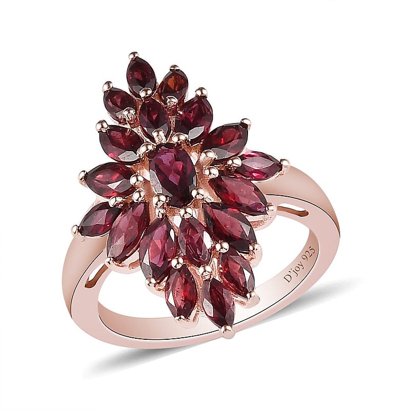 Anthill Garnet Elongated Ring in Vermeil Rose Gold Over Sterling Silver (Size 10.0) 2.65 ctw