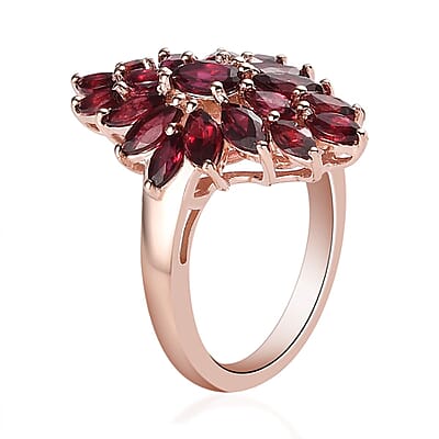 Anthill Garnet Elongated Ring in Vermeil Rose Gold Over Sterling Silver (Size 10.0) 2.65 ctw