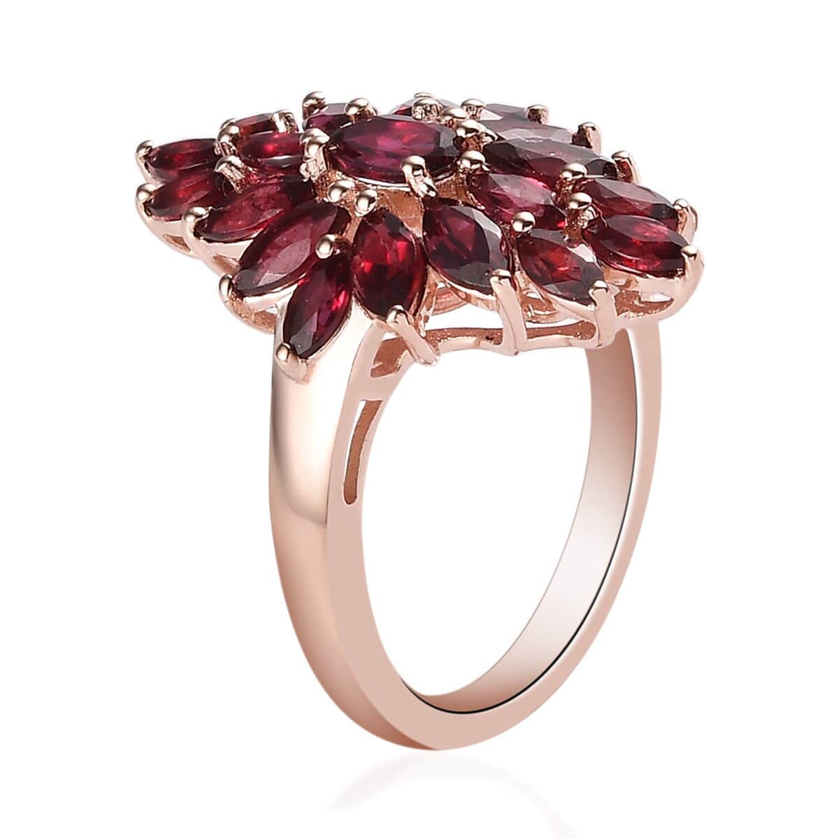 American Arizona Anthill Garnet Elongated Ring in Vermeil Rose Gold Over Sterling Silver 2.65 ctw image number 3
