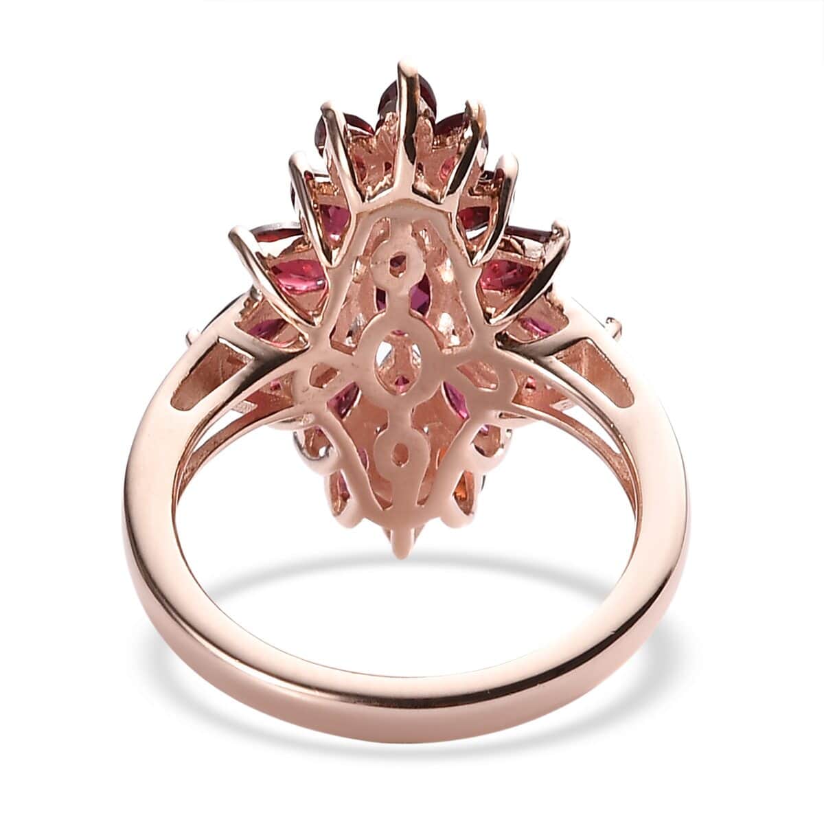 American Arizona Anthill Garnet Elongated Ring in Vermeil Rose Gold Over Sterling Silver 2.65 ctw image number 4