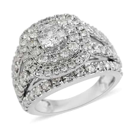 NY Closeout 14K White Gold G-H I1 Diamond Halo Multi Band Ring (Size 7.0) 9.40 Grams 3.00 ctw (Del. in 10-15 Days) image number 0